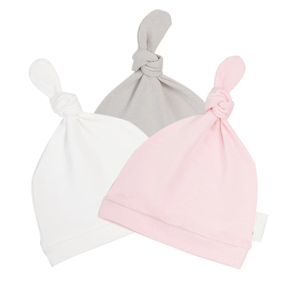 

3 Pcs Baby Cotton Hat Newborn Caps Pure Turban Infant Breathable Elastic Knot Design Unisex Hats for Boys Girls Christmas