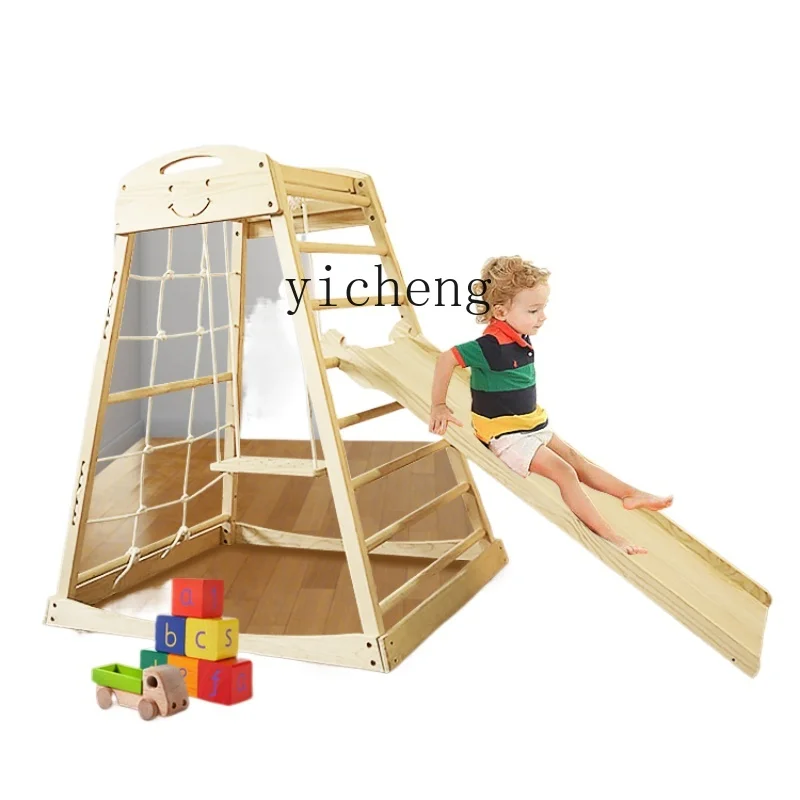 ZF Solid Wood Climbing Frame Children's Indoor Home Climbing Frame Wooden Slide Family Small Amusement Park