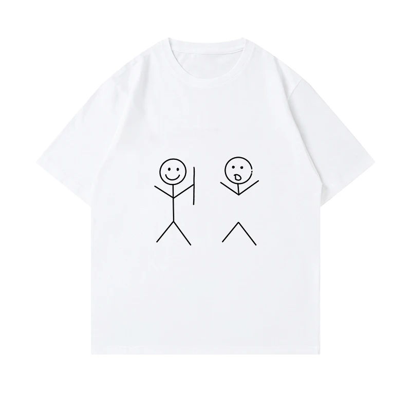 

Summer fun simple short-sleeved T-shirt mens and womens couples loose cotton crew neck T-shirt