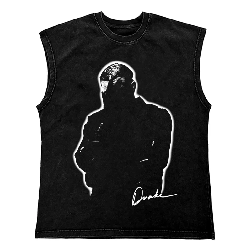 TIDESHEC 2024 Washed Vest Hip Hop Streetwear T Shirt Oversized Cotton Graphic Portrait Tank Tops 270Gym Tee Top Men Clothing