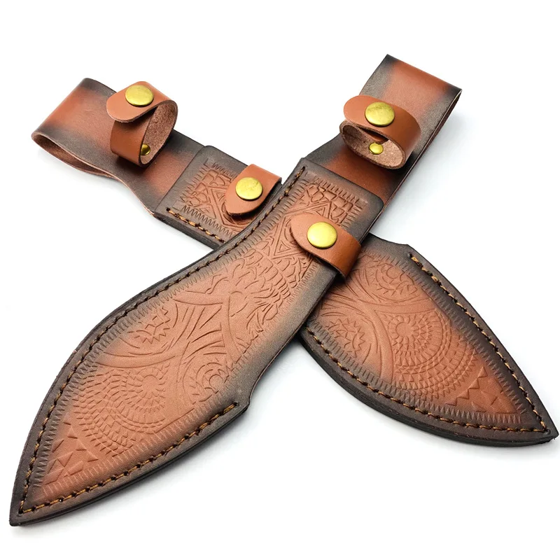 1ชิ้นหนังวัวแท้มีดสั้นตรงปลอกหุ้มหนังวัวกรอบกางเกงหูจับกระเป๋าป้องกันพร้อมหัวเข็มขัด