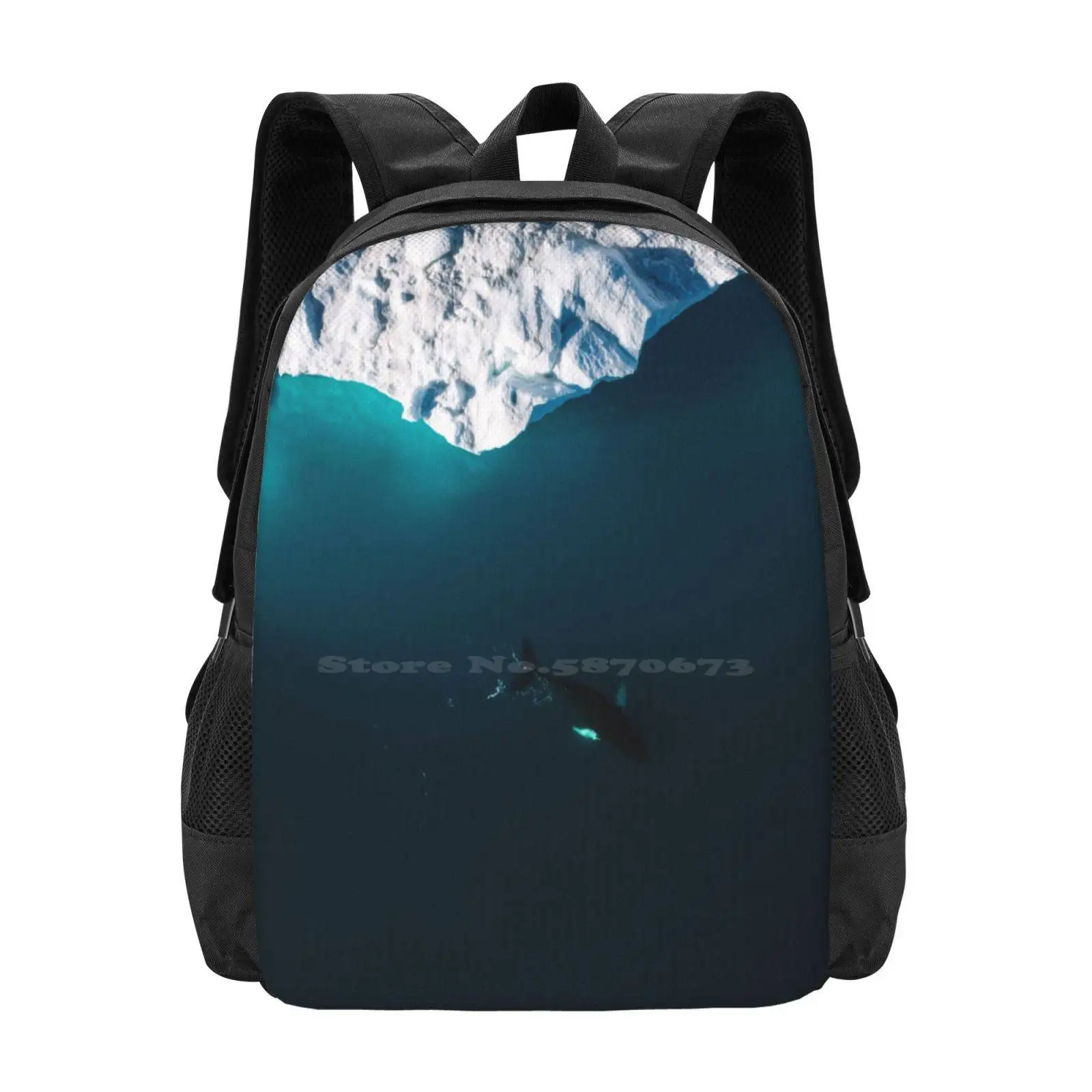 Aerial Of A Lone Humpback Whale In Front Of An Iceberg In Greenland School Bag Big Capacity Backpack Laptop Humpback Whale