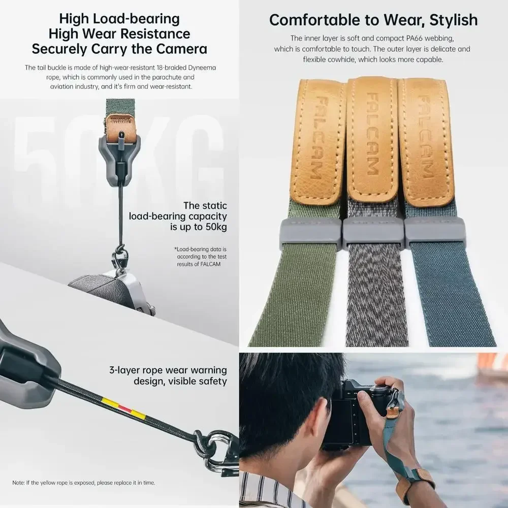 FALCAM M00A3801Maglink Tali Pergelangan Tangan Gesper Magnetik Cepat Tali Pergelangan Tangan Fashional Stabil untuk Fotografi Luar Ruangan Tali Kamera DSLR