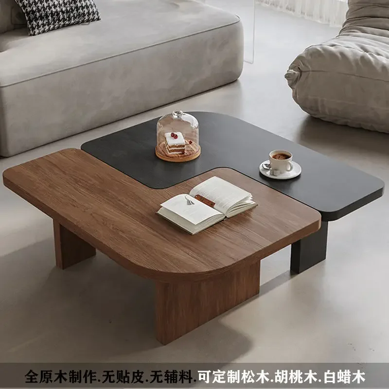 Solid wood special-shaped coffee table wabi sand wind irregular creative designer module small apartment living room table