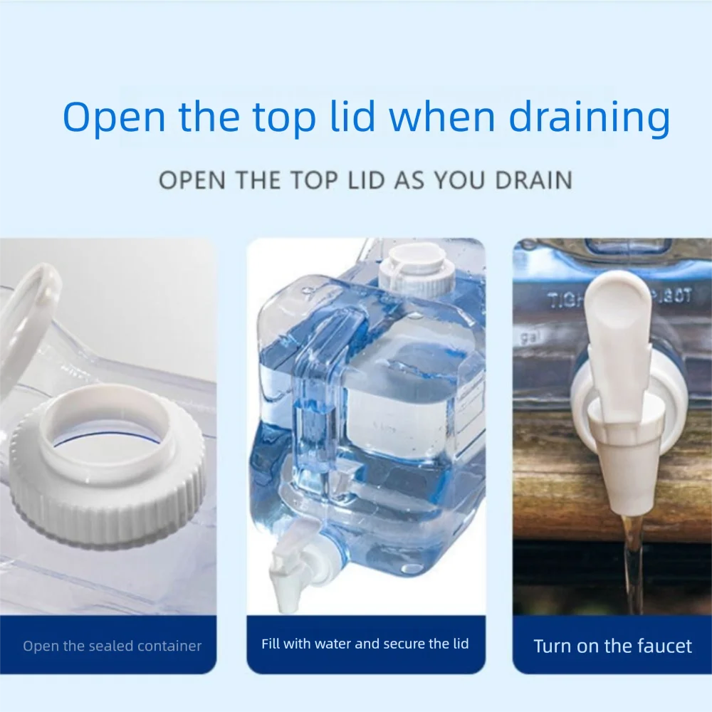 

4L Outdoor Drinking Bucket Transparent Large-Capacity Water Storage Container Wear-resistant Portable Camping Water Tank