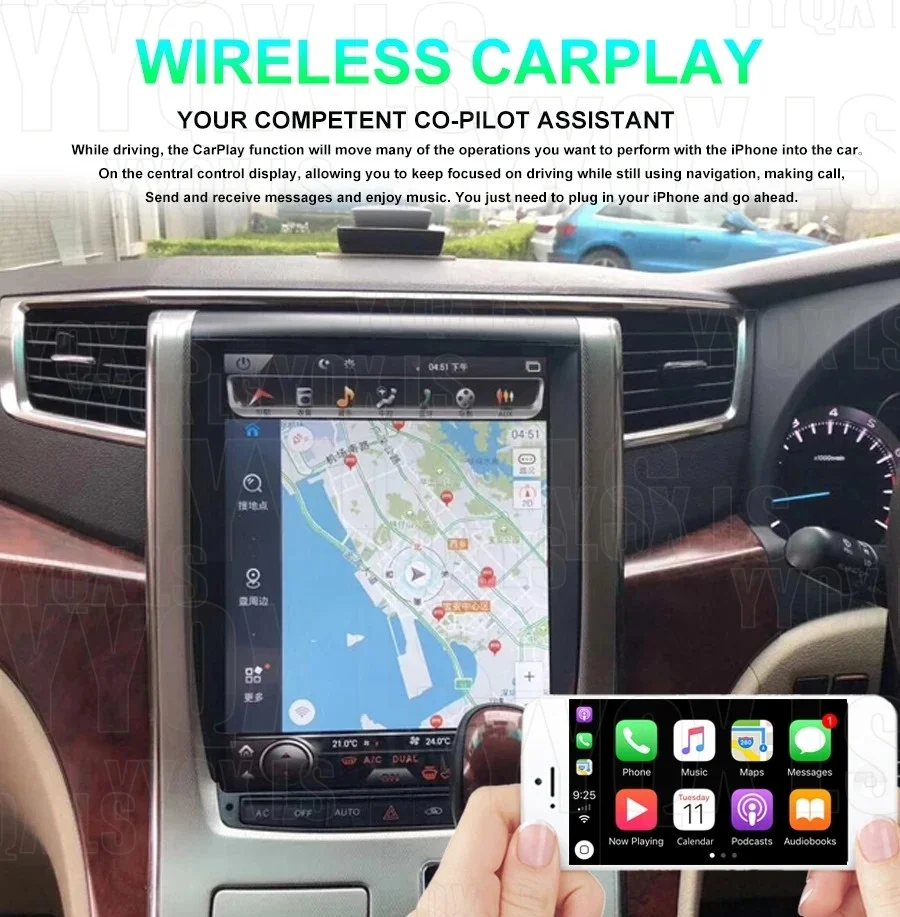 12.3 Inch CarPlay Screen For Toyota VELLFIRE Alphard 20 2008-2014 Multimedia Video Player GPS Navigation Speaker Head Unit