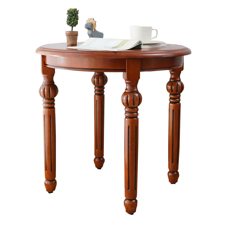 

American side table, pure solid wood round corner table, simple