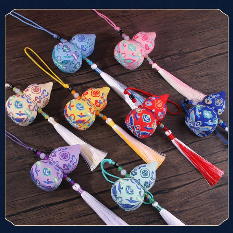 10pcs/Lot 6*10cm Lucky Charm Gourd Shape Ancient Sachet Handmade Bag Chinese Style Hanging Car Sachet Pendant Home Decorative