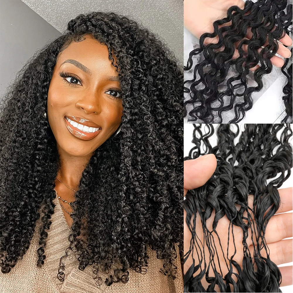 

Натуральные черные кудрявые волосы для плетения крючком, без узлов, предварительно разделенные, для создания причесок в стиле бохо и твистов.