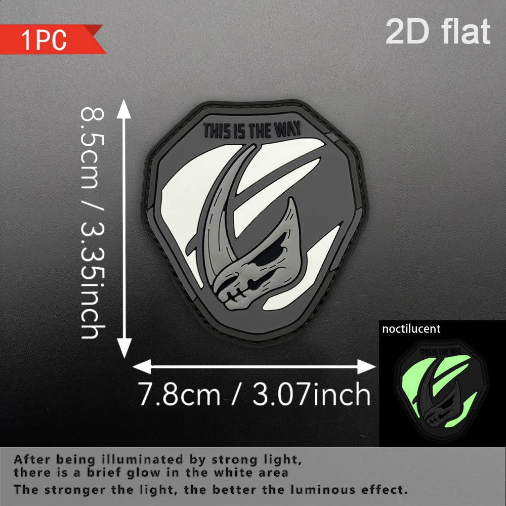 Polygonal Rhino Skull Design with Luminous Effect, Includes a Backing Sheet, Optional Sizes, 1Pc/2Pcs/3Pcs, Edge-Locking Adhesive Reinforcement, Reusable Adhesive, Trendy Tactical Style Accessory