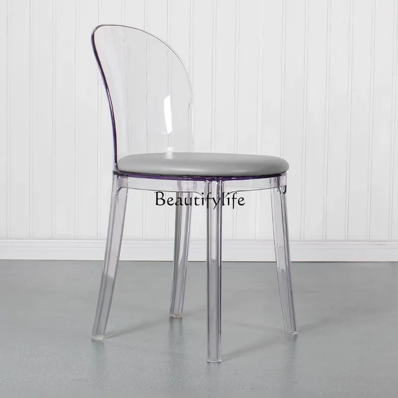 Transparent Dining Chair Small Apartment Living Room Stool Acrylic Crystal Cosmetic Chair