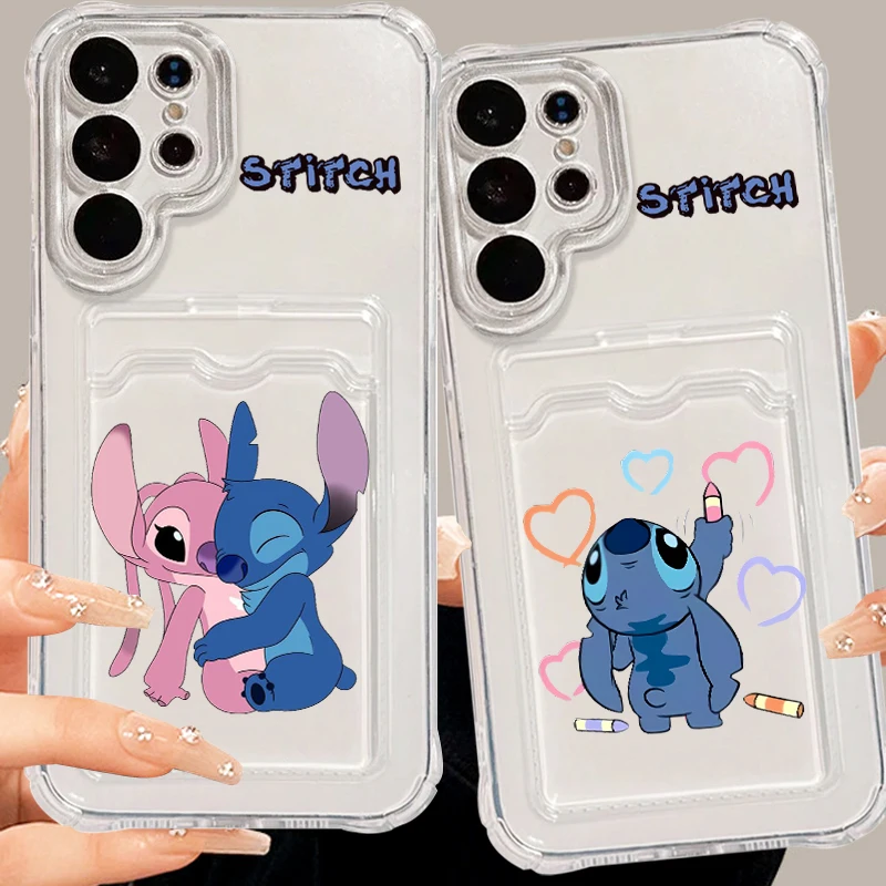 Stitch Art Cute Disney For Samsung A73 A72 A54 A71 A52 A53 A32 A22 A14 A13 A23 5G Photo Card Bag Transparent TPU Phone Case