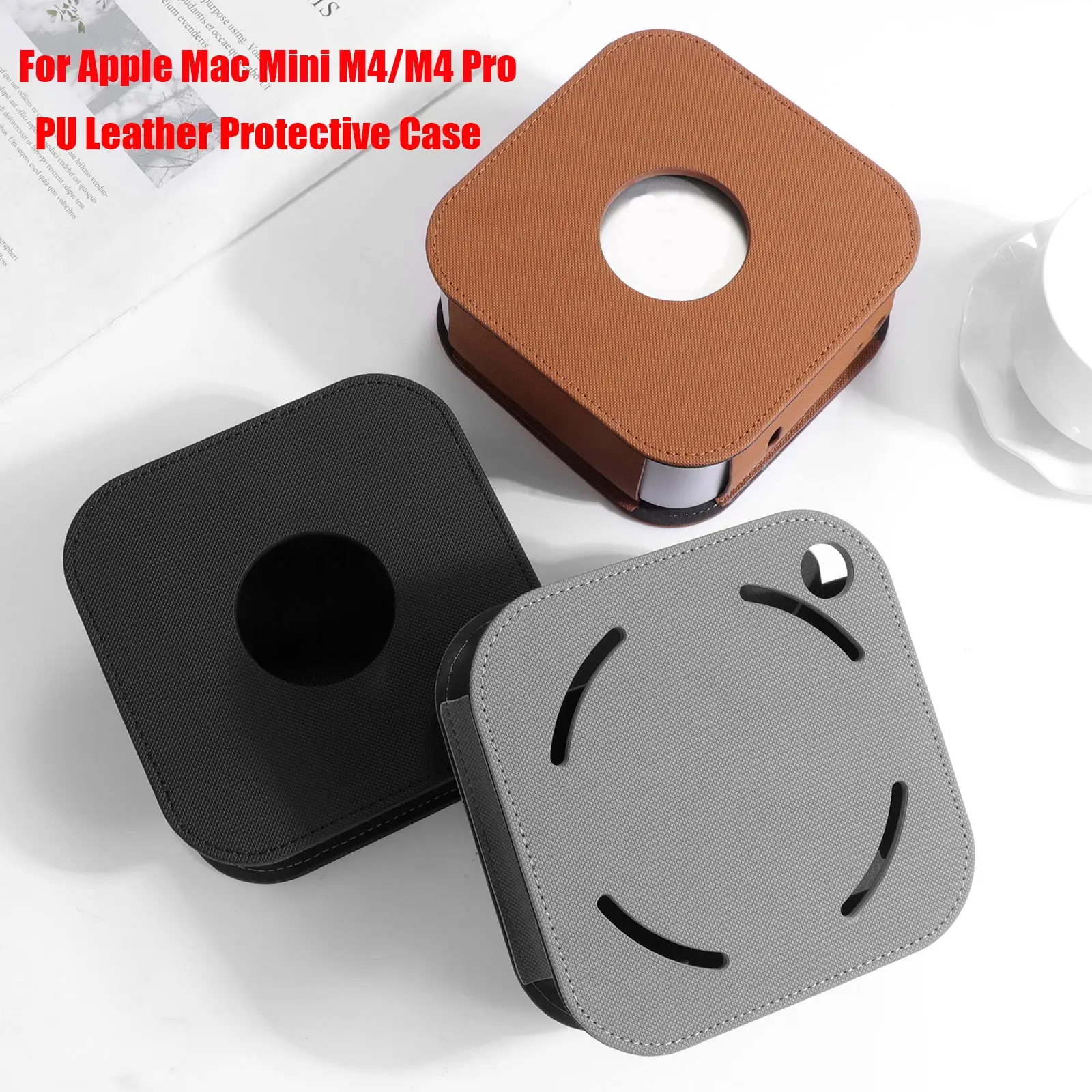 Para Apple 2024 Mac Mini M4 computadora de escritorio Funda protectora de cuero PU funda protectora contra el polvo para Mac Mini M4 Pro PC