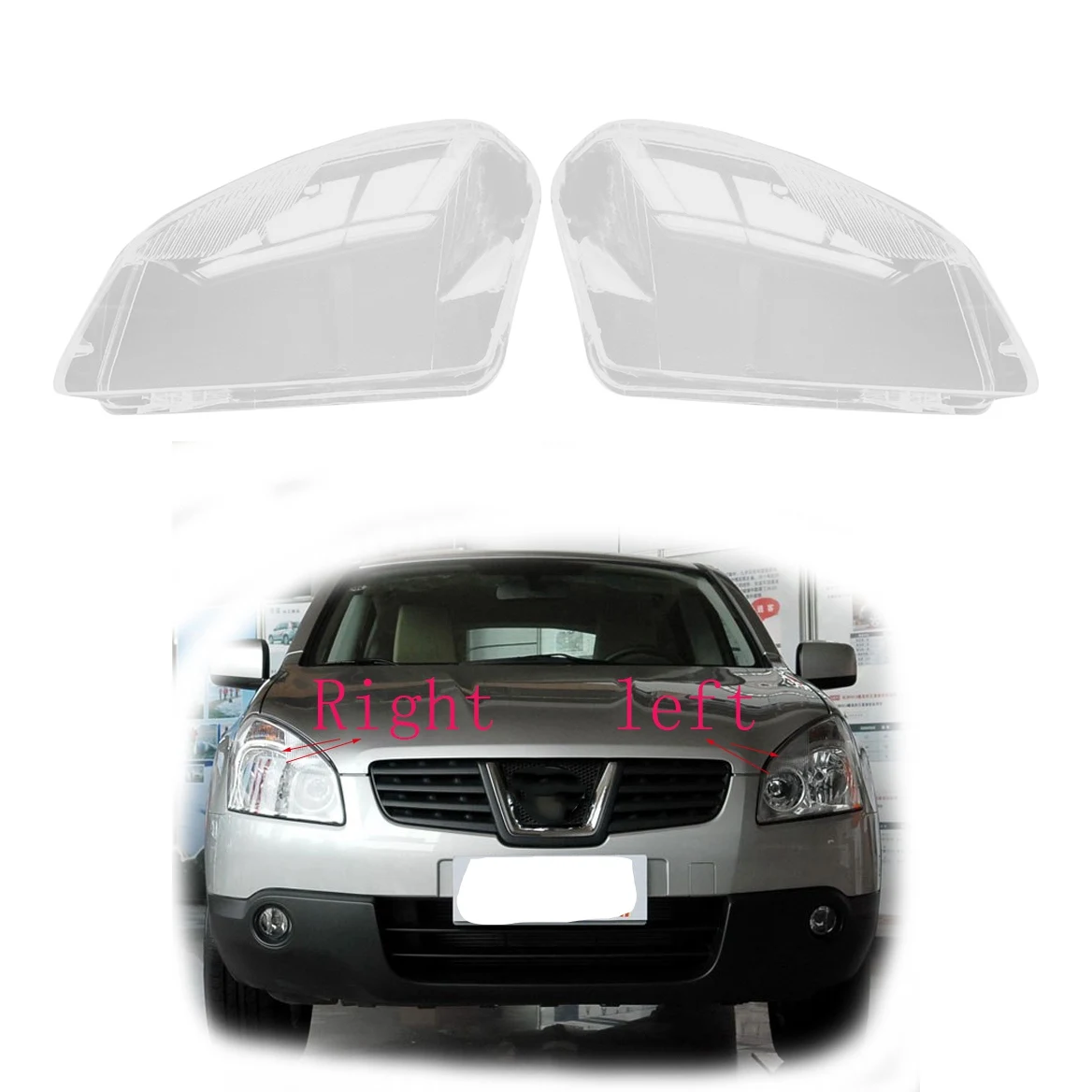 for Nissan Qashqai 2008-2015 Right Headlight Shell Lamp Shade Transparent Lens Cover Headlight Cover