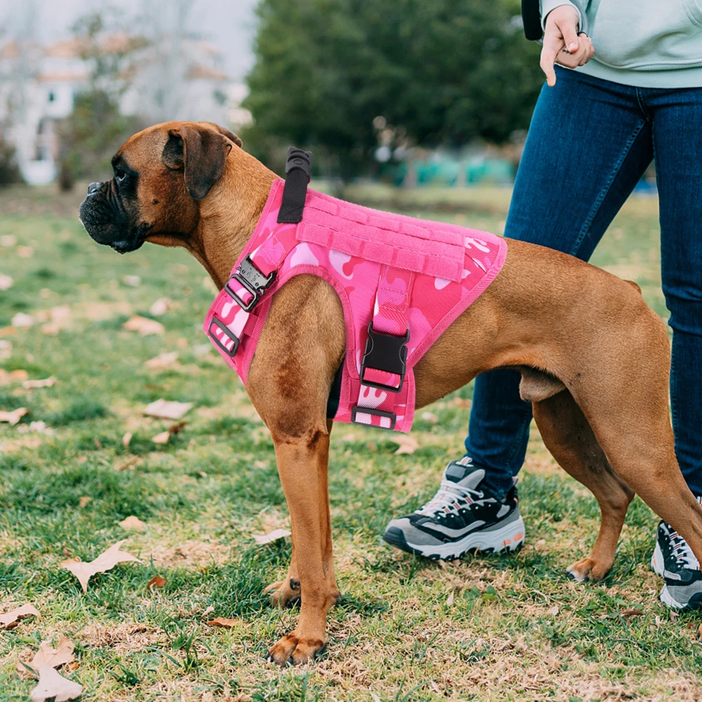 Taktisches Hundegeschirr und Leinenset, verstellbare Militär-Hundeweste ohne Zugfunktion mit Griff für mittelgroße und große Hunde zum Training und Spazierengehen – Detail 12