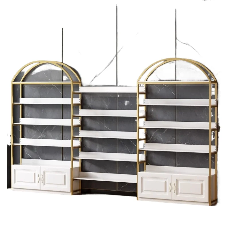 Mueble expositor de lujo para uñas de celebridades online, estantería multifuncional para cosméticos y salón de belleza.