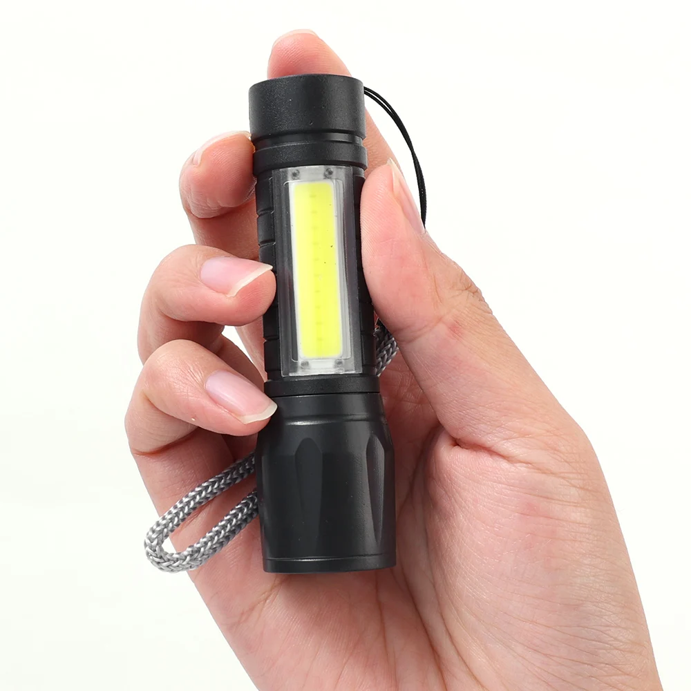 Mini lampe de poche LED portable, 3 modes, aste par USB, torche n'aime, haute puissance, étanche, camping en plein air, lampe COB, lanterne