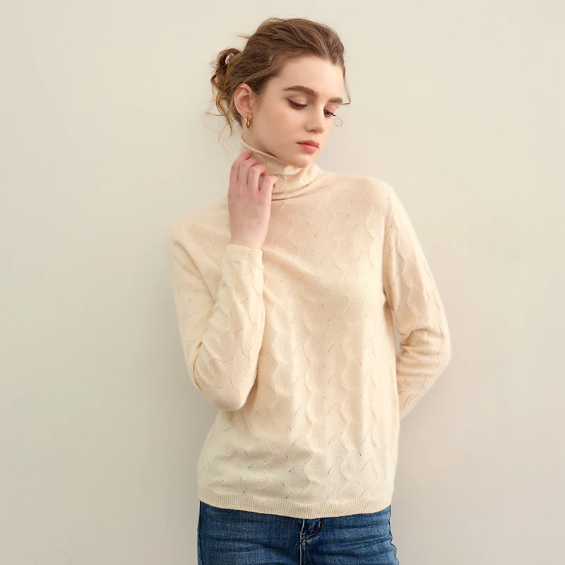 

Hot selling 2025 new 100% pure cashmere knitted women's high neck sweater, high-end slim fit full sleeved women's pullover sweat