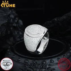 TUHE Unisex oval Iced Out VVS1 Moissanite Cross Rings S925 Silver For Men Hip Hop Jewelry