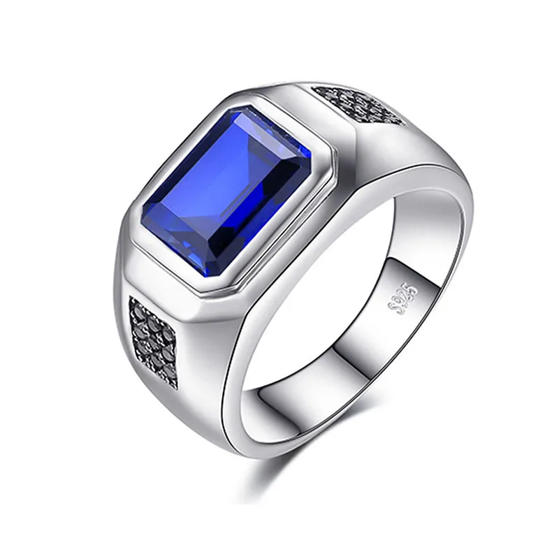 BOCAI New 100% Pure S925 Silver Jewelry Classic Dark Blue Cubic Zirconia 3A Personalized Atmosphere Punk Trend Men\'s Ring