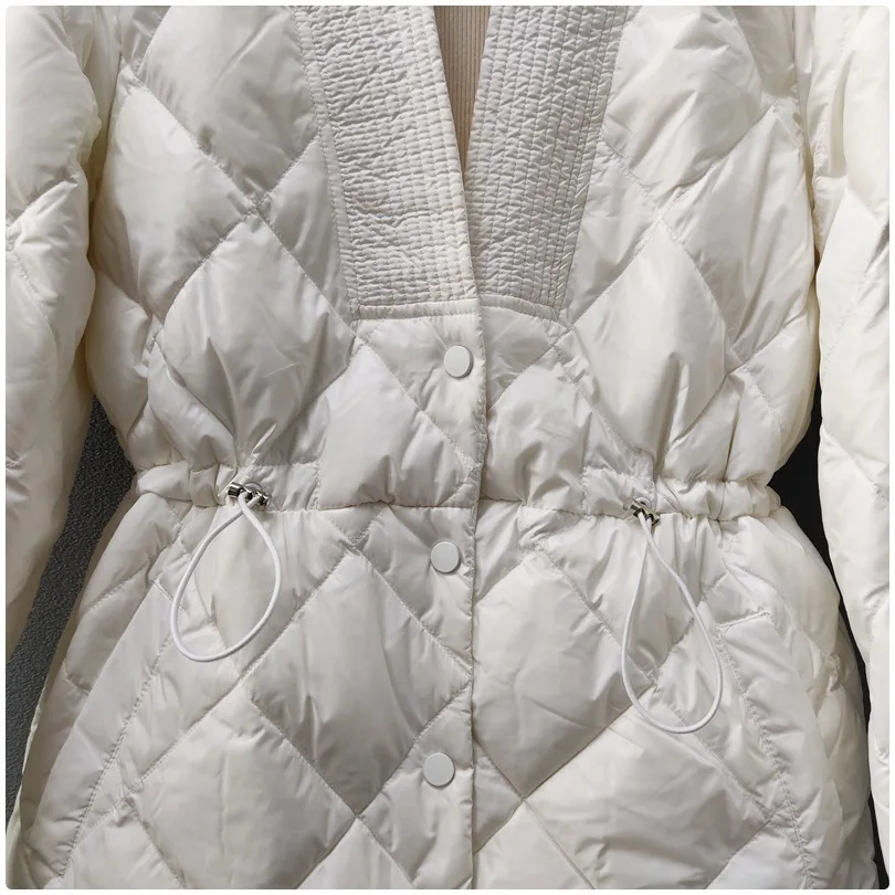 New autumn and winter thin down jacket for women white duck down short style small waist slim fit coat for women