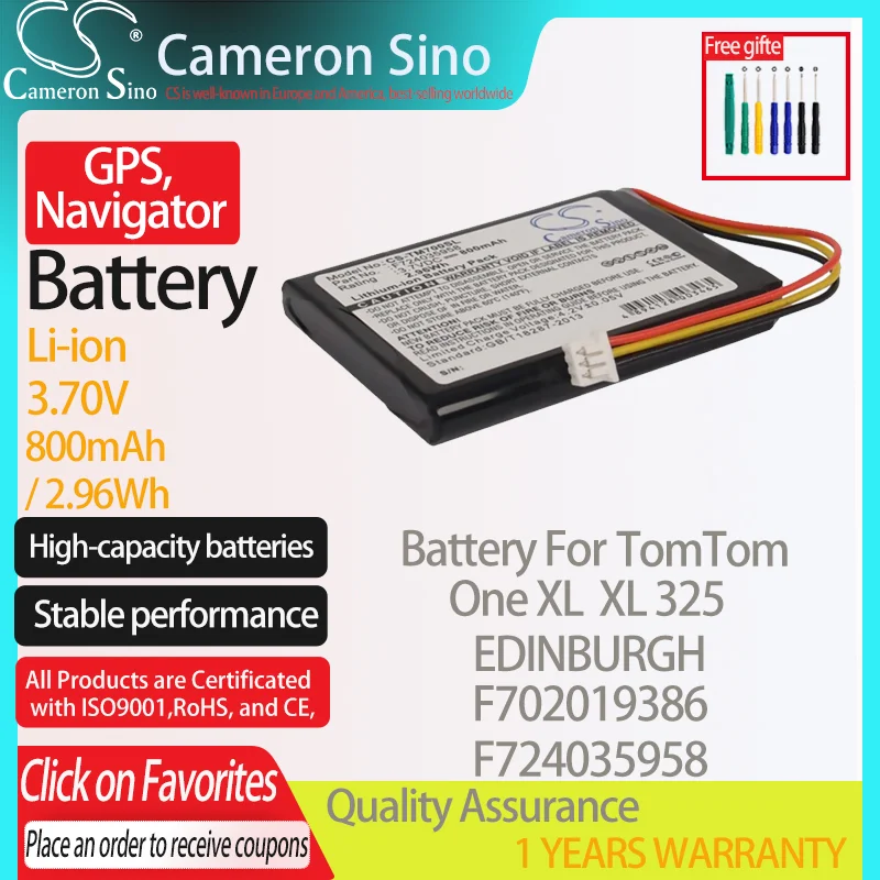 CameronSino – batterie de navigateur, pour TomTom One XL XL 325 eden, pour GPS, LG ICP523450 C1, F702019386