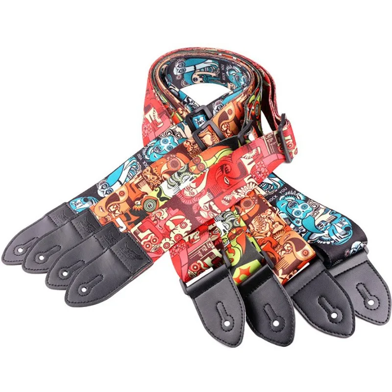 

New Fashion Colorful Guitar Strap Printed Guitar Strap Adjustable Belt Crossbody Strap for Electric Guitar Acoustic Bass