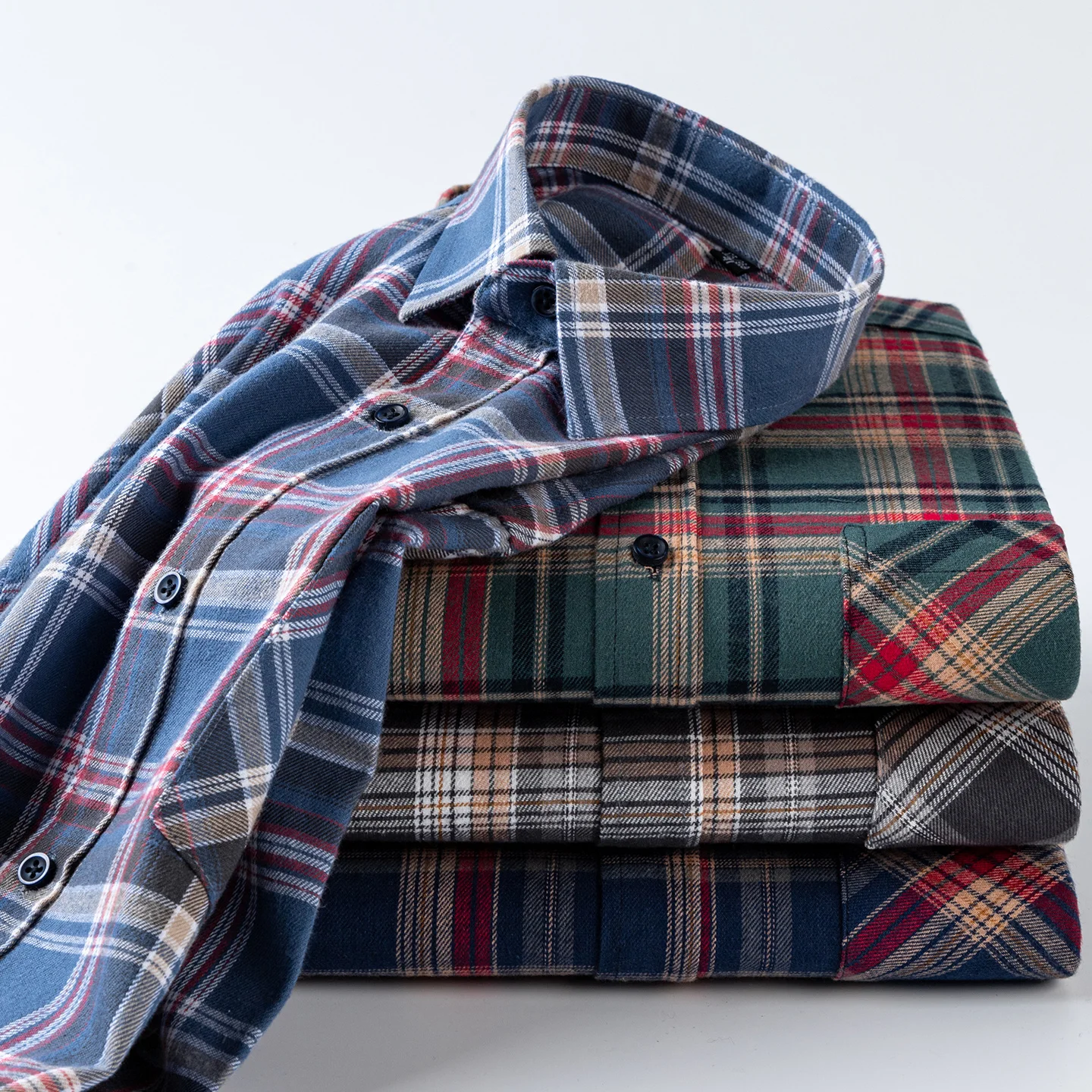 New Design Plaid Fashion Shirts For Men 100% Cotton Brushed Casual Comfort Regular Fit Versatile Multiple Colors Outdoor Blouses view 5