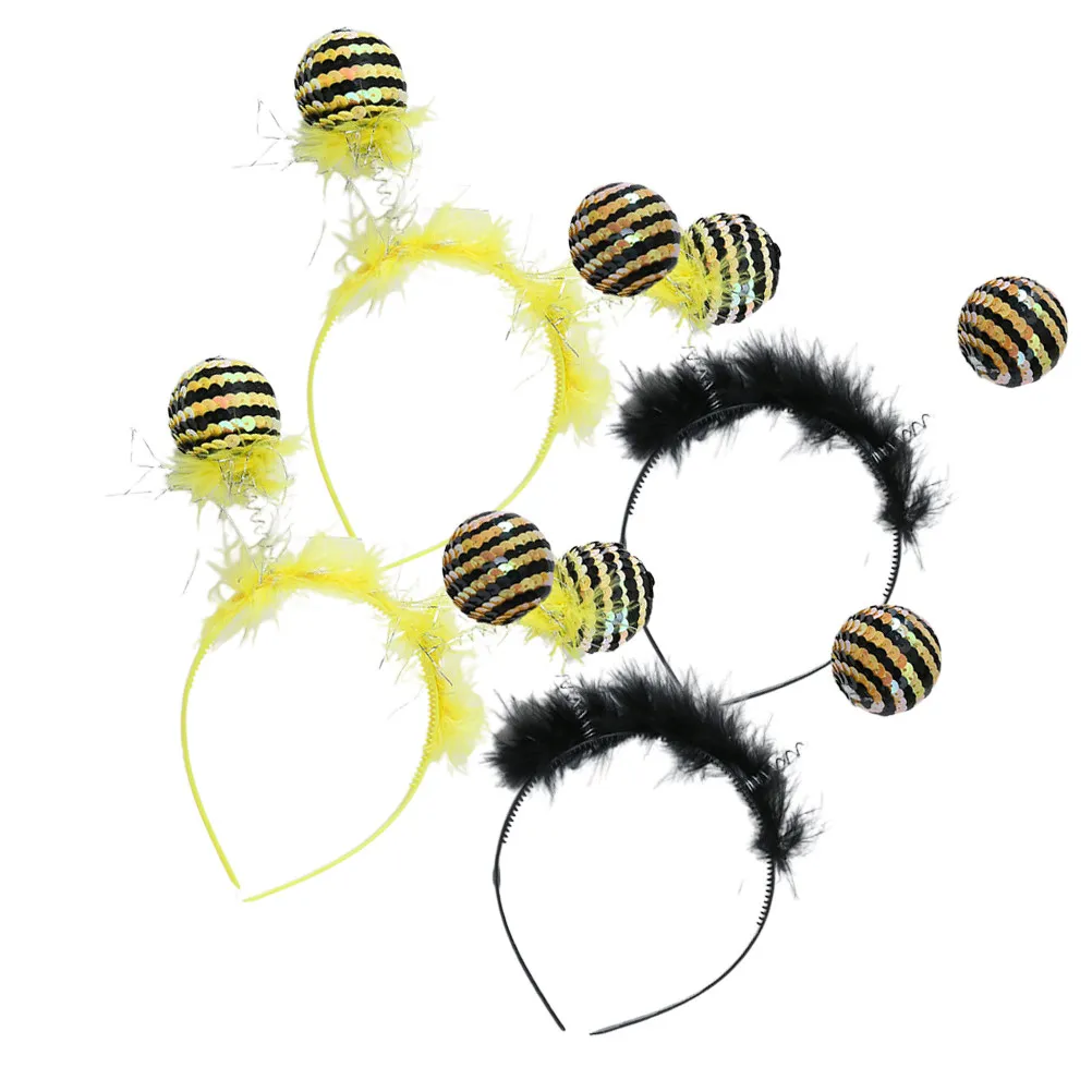 

4 шт., повязка на голову для дня рождения, пружинный обруч для волос, легкий и удобный аксессуар для волос для детей и девочек, черный, желтый цвета