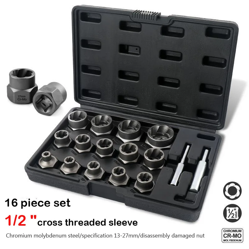 

1/2 Socket Set 33 Pcs Impact Heads Anti Slip Steel Sockets Mechanical Workshop Equipment Hardware Tools Accessories with Box