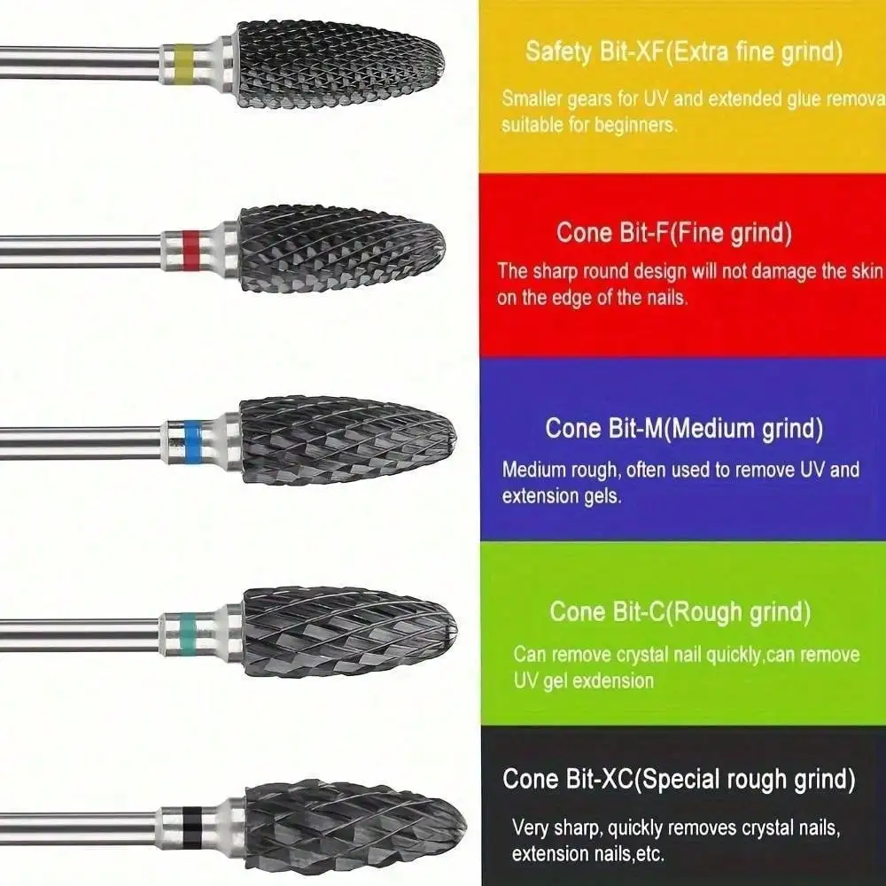1or5pcs Black Ceramic Nail Drill Bits 3/32'' Safe & Professional Nail Cleaning Polishing Head For Callus & Dead Skin Removal image 2
