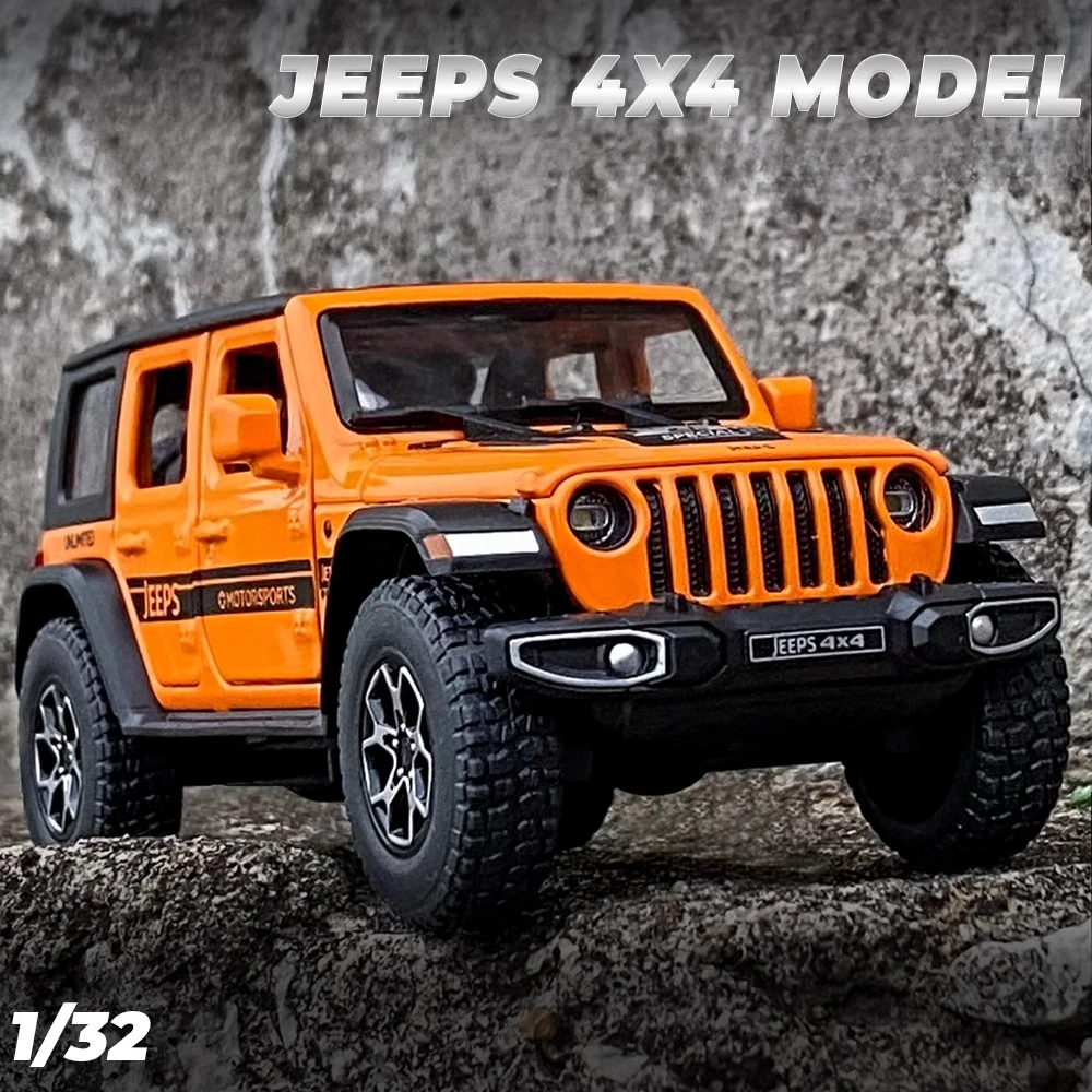 

1:32 Wrangler, литая под давлением металлическая модель автомобиля из сплава, звуковой свет, коллекция игрушек, дисплей, декоративные украшения