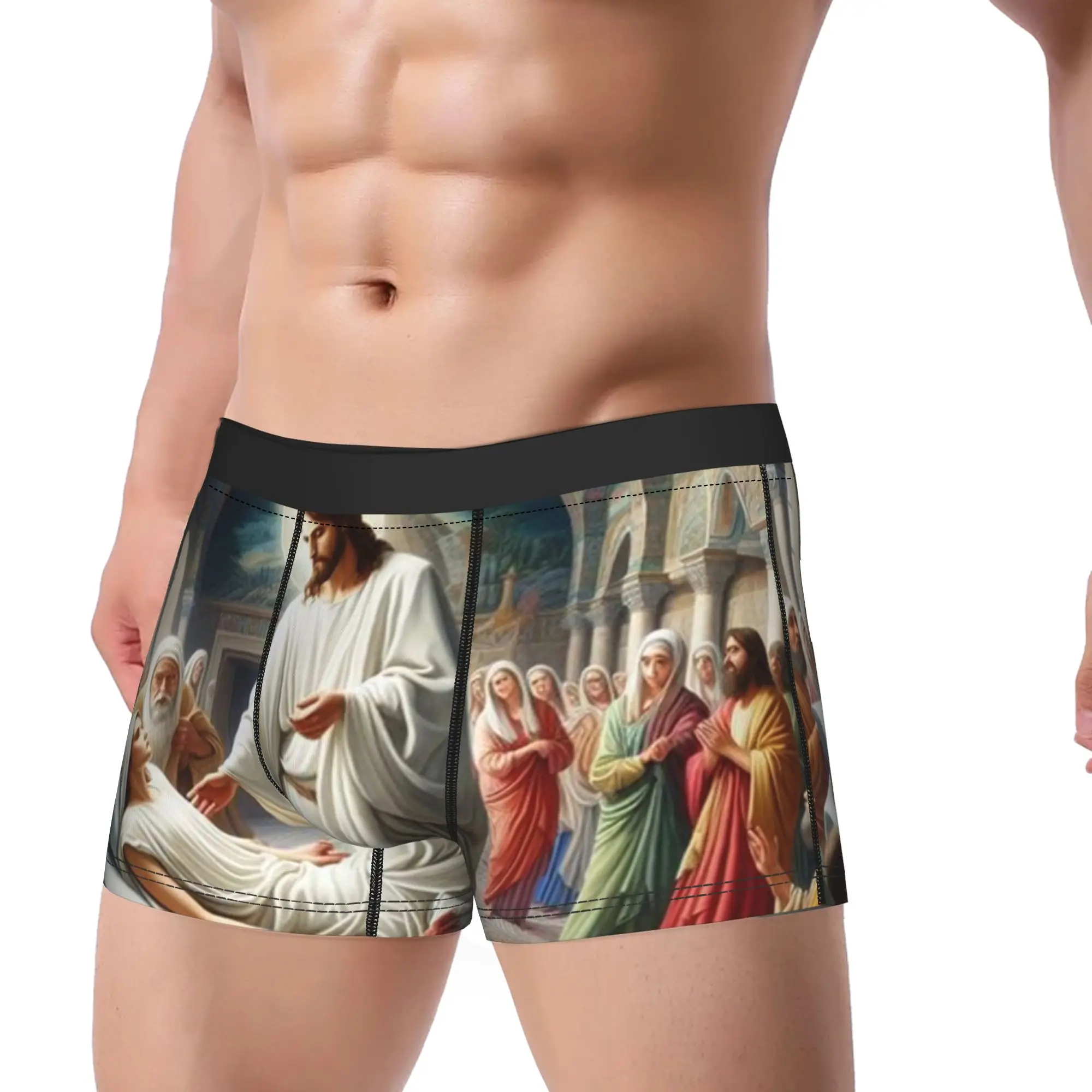Men Jesus Christ Boxers FunnyGift Underwear Christian Catholic Saint Boxer Shorts