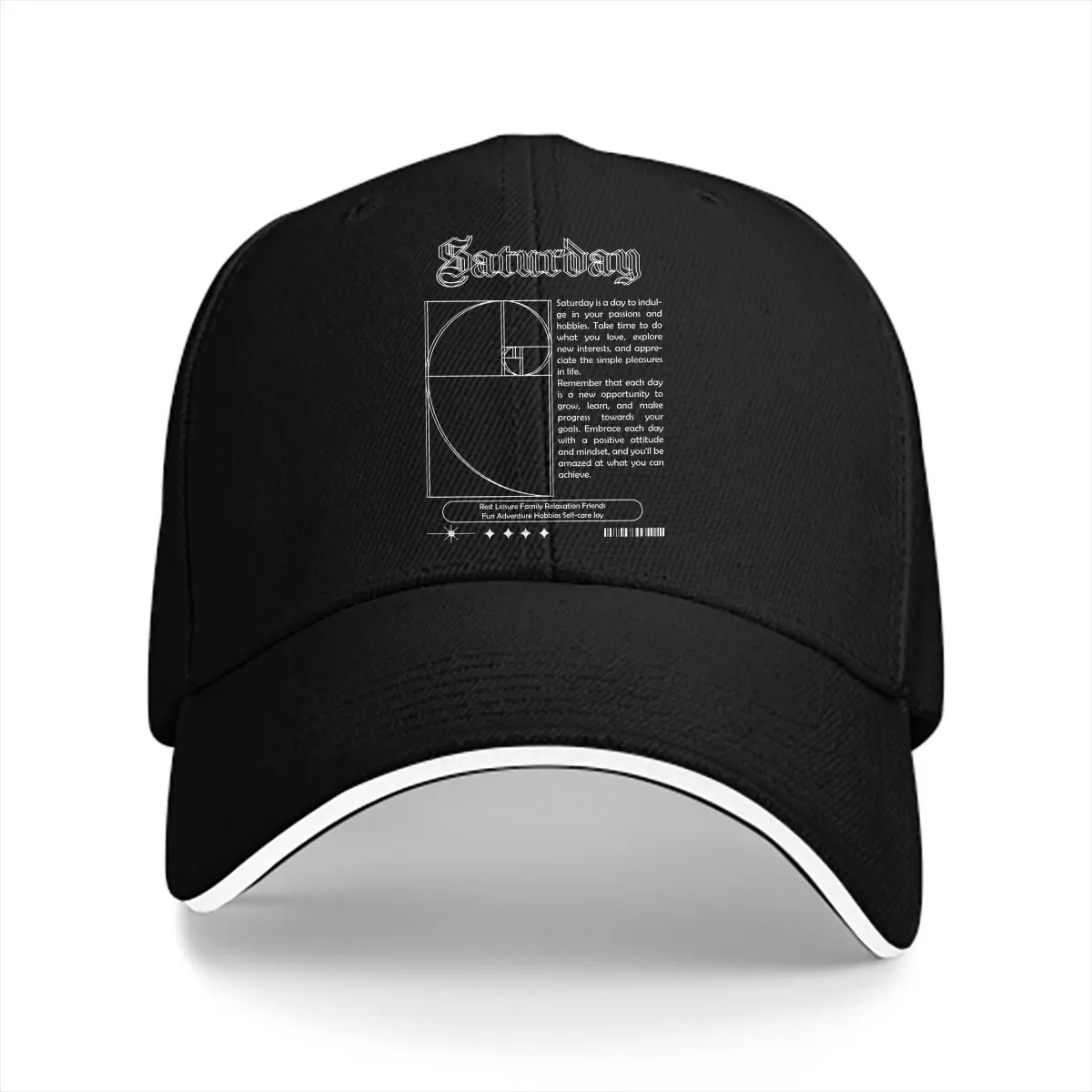 Washed Men's Baseball Cap Week Days Saturday White Trucker Snapback Caps Dad Hat Fibonacci Sequence Golden Ratio Golf Hats