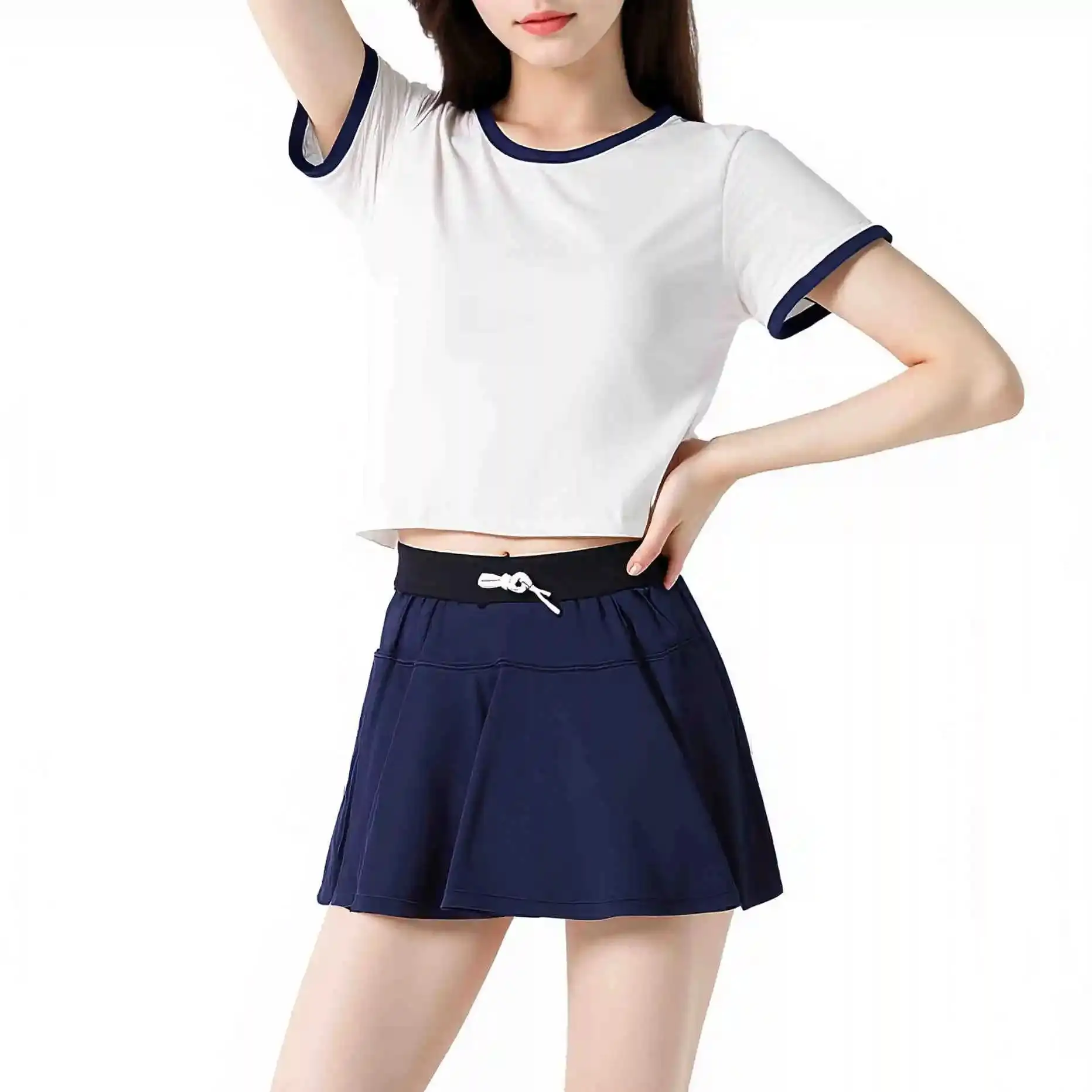 Women's Summer Japanese Soft Collegiate Style Fashion Short Sleeve Loose Casual Skirt Two-Piece Set