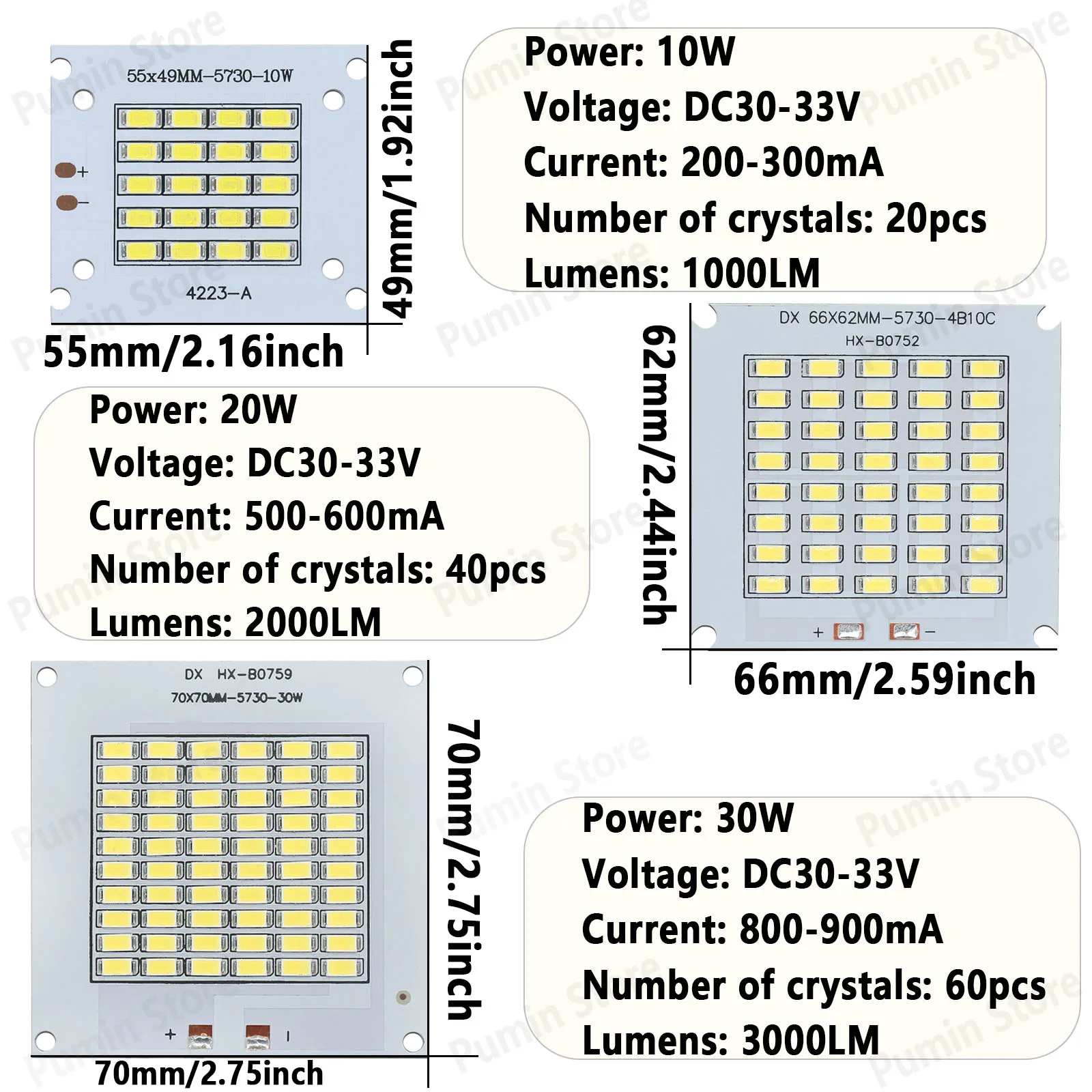 LED Chip Light Boards Lamp Beads DC30-33V Cold White 10W 20W 30W 50W 100WFor Spotlight Flood Light Street Lamp Outdoor Lighting