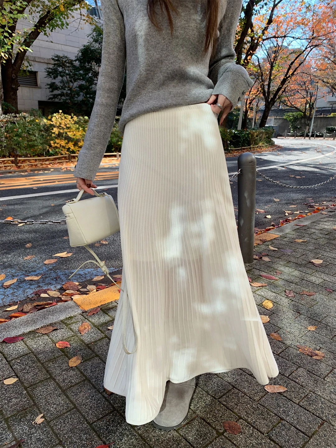 

DazaiGe Heavy Industry Irregular Thiened Knitted Pleated Elastic Waist f Skirt Asymmetrical Casual Sle Women's Skirt