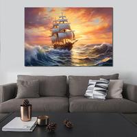 Seascape Wall Art Canvas Printed Picture for Living Room Modern Decor Sailing Ship HD Poster Artwork Painting Framed Large Gift