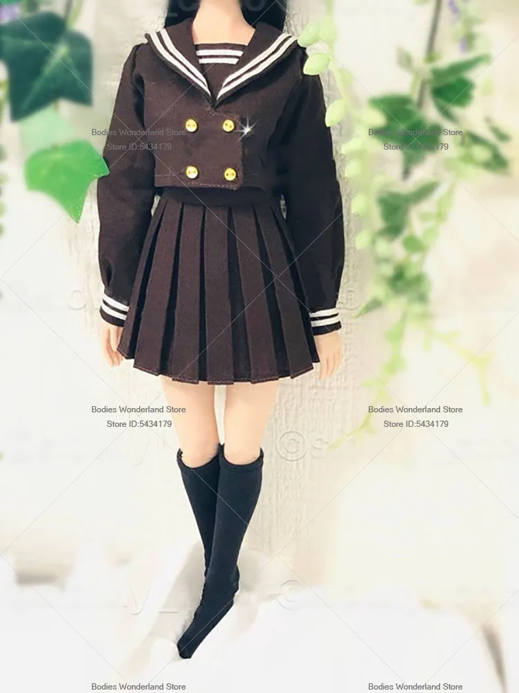 1/6 Female Soldier College Style Sailor Uniform Long Sleeve High Waisted Short Pleated Skirt For 12in phicen Action Figure Doll