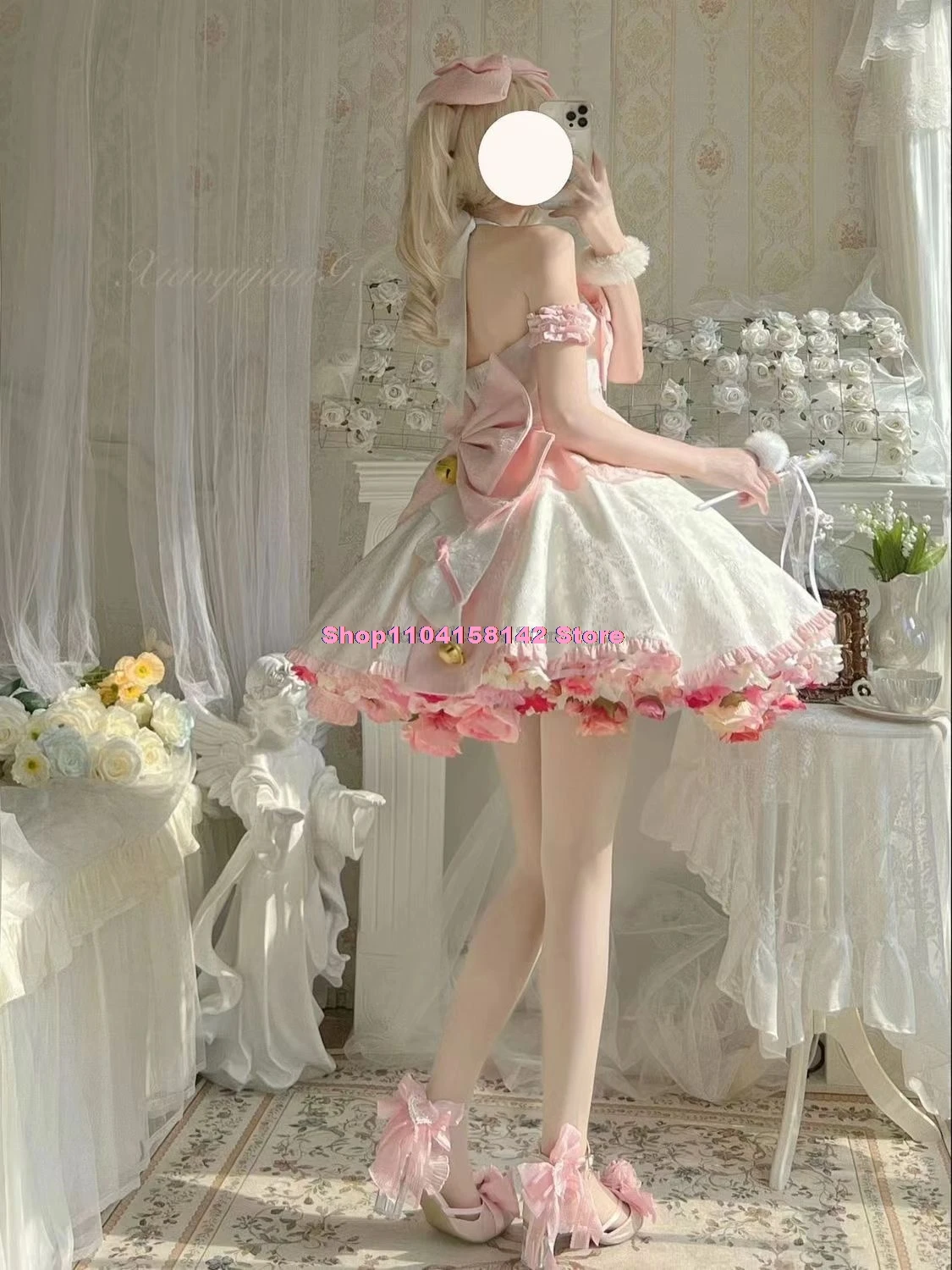 Sexy Lolita Roze Meid Jurk Japanse Lieve Vrouwen Kawaii Jurk Rollenspel Kostuum Halloween Feest Cosplay Anime Kawaii Kleding