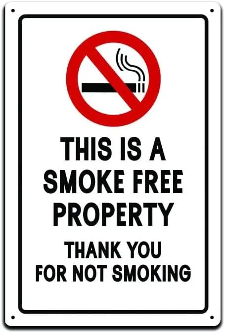 This is A Smoke Free Property Thank You For Not Smoking Tin Sign Vintage Wall Decor Metal ;,24ja03scC103