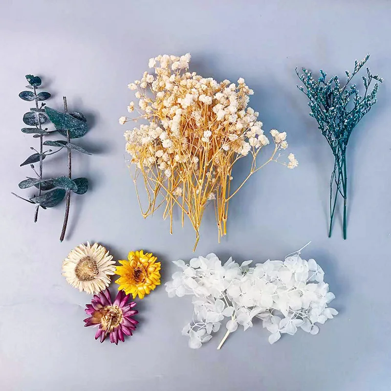 1 confezione di fiori secchi vari set per artigianato fai da te decorazione di nozze per la casa Real Touch Gypsophila piccolo pacchetto abbellisci regali