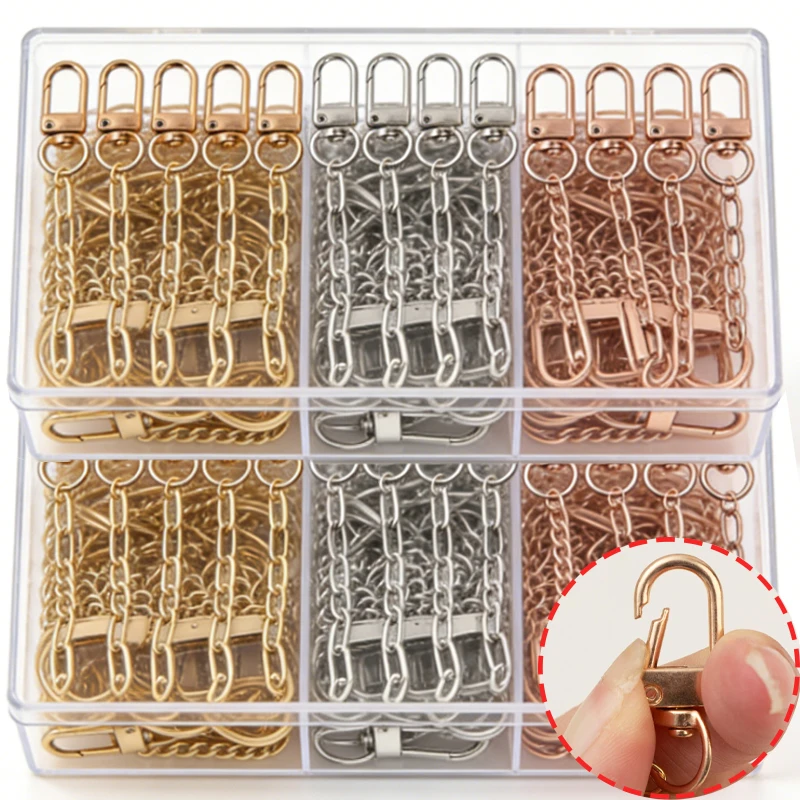 5-50PCS DIY Extended Chain Drip Oil Jewelry Making Pendant Keychain Making Kit Metal Plated with Key Ring New Type Chain