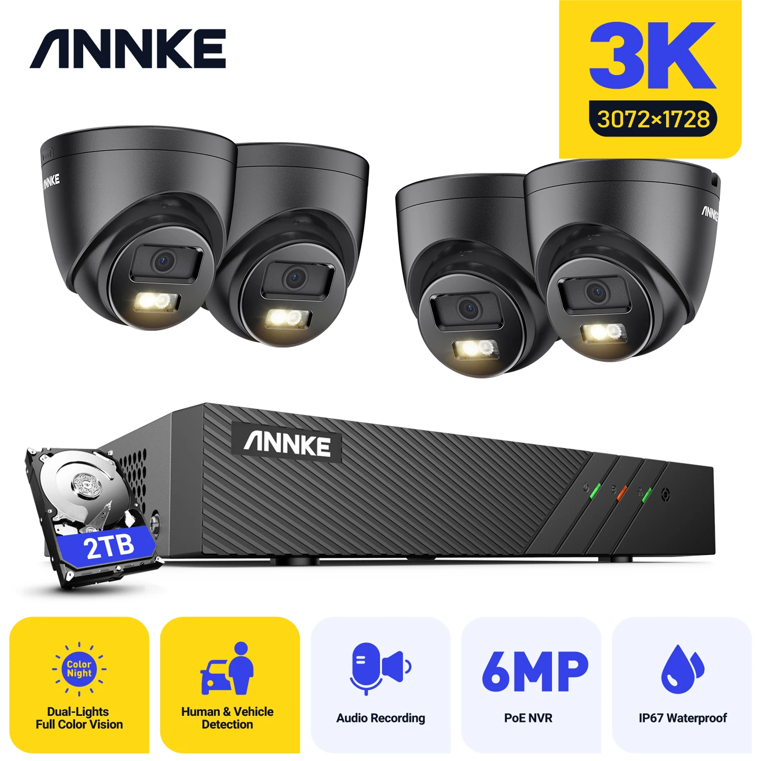 ANNKE 8CH Video CCTV Security Camera System H.265+ 5MP Smart Home Network Dual Light Camera Surveillance Kit Remote Access