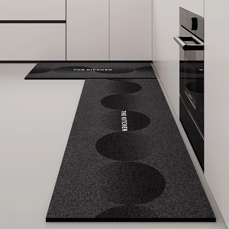 Kitchen Vinyl Rug Pvc Waterproof Floor Mat Anti Fatigue Carpet Black Long Rugs Oil-proof Non-slip Foot Mats Home Decoration 주방매트