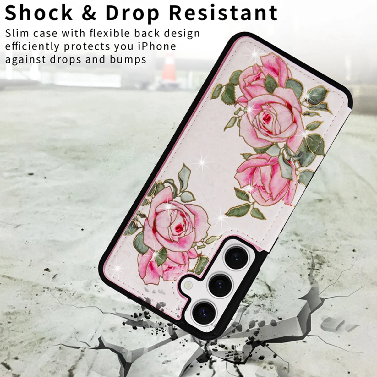 Hot Stamped Floral Pattern Double Buckle Card Slots Wallet Case for Samsung S24 S23 S22 S21 S24 Ultra S23FE S22 Plus S21 Plus