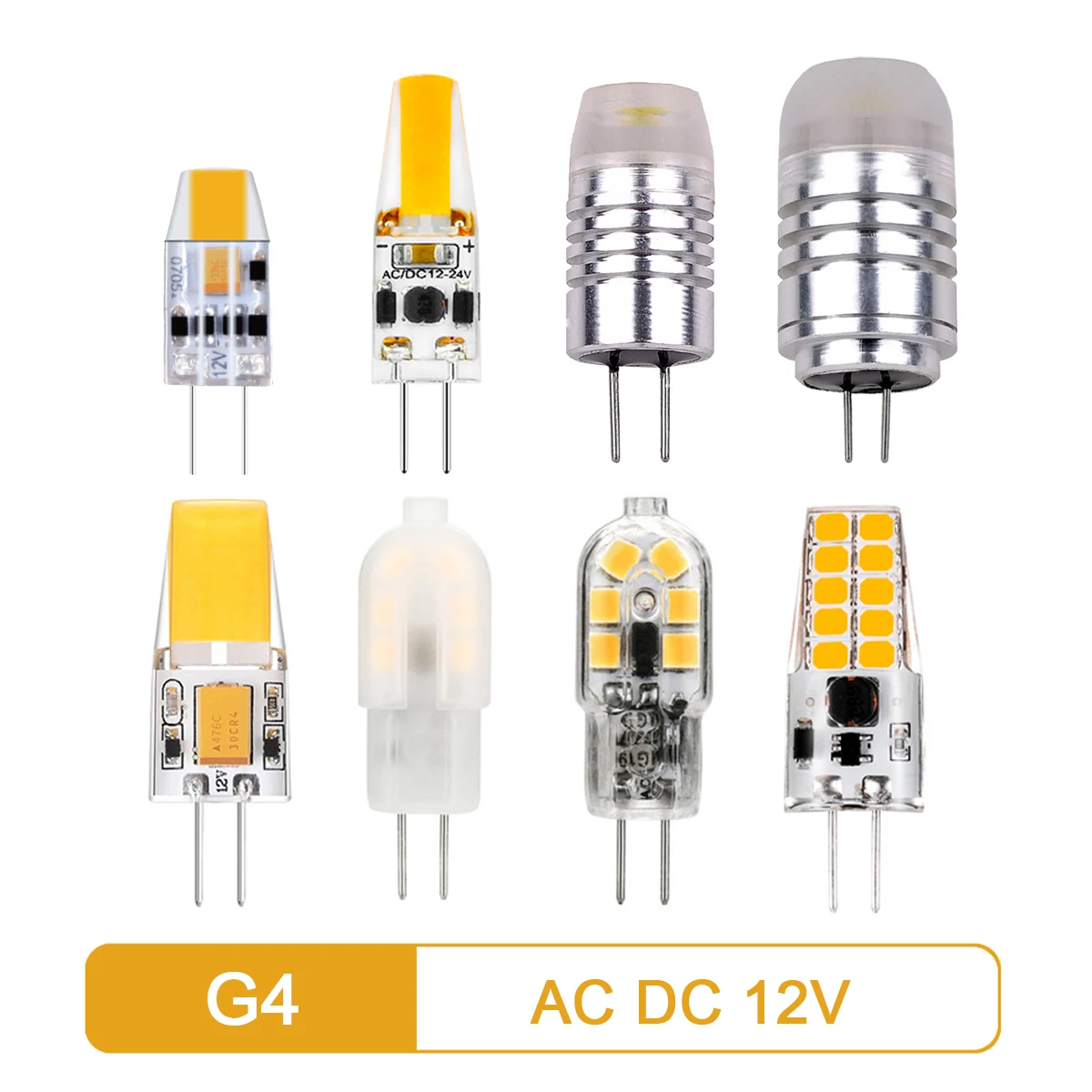 LED MINI G4 AC/DC 12V Low power 1.2W 1.4W 2W 3W high light efficiency strobe free for crystal chandelier kitchen study toilet