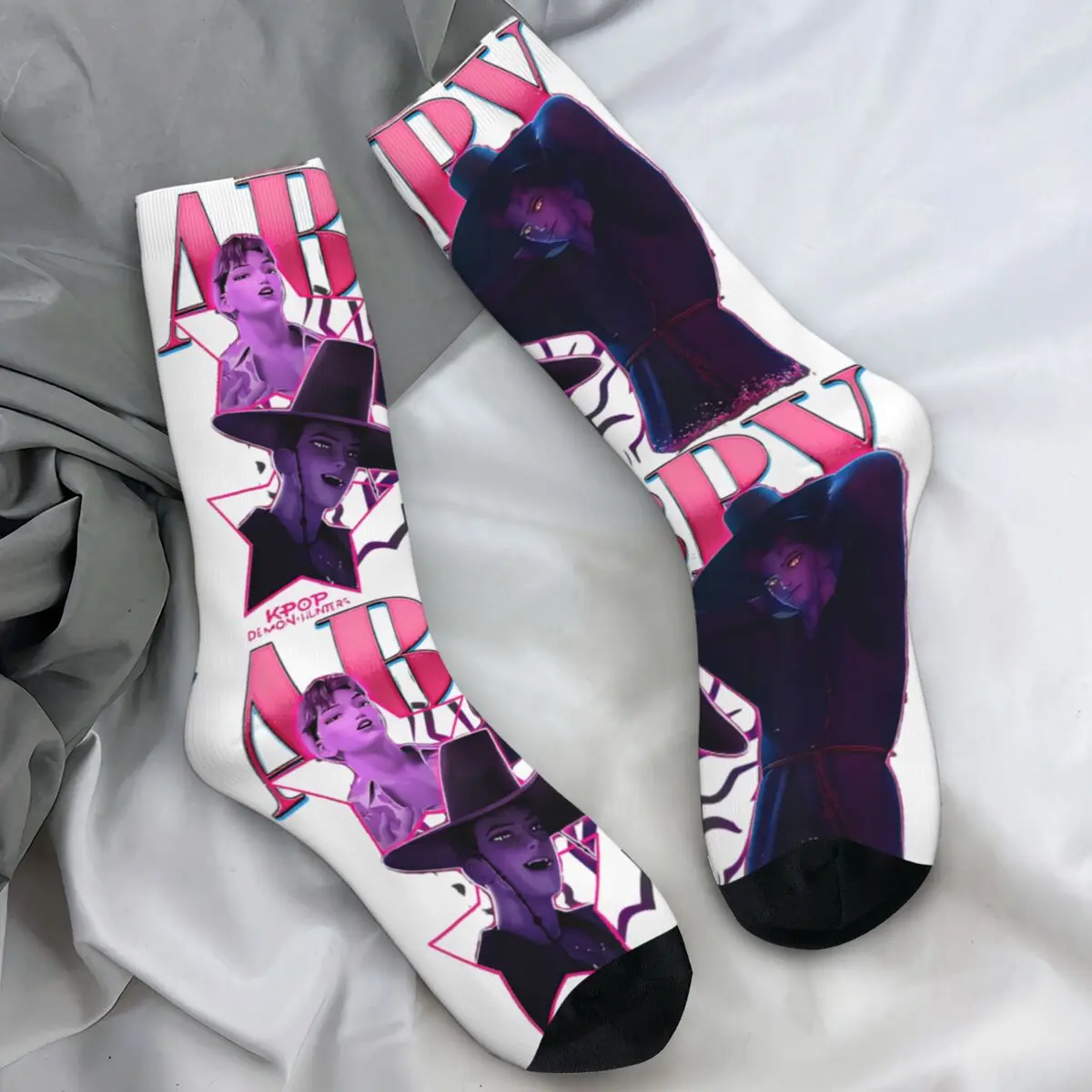 Abby Halloween Kpop Demon Hunters Stockings Men's Socks Medium Soft Casual Socks Autumn Outdoor Anti-Slip Design Socks Gift