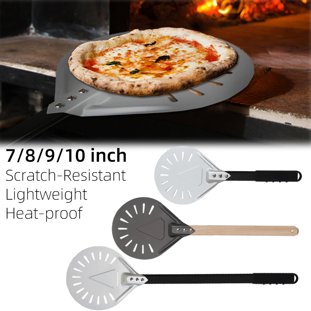 

Small Pizza Shovel Turning Paddle Round Pizza Tool Wooden Handle Oven Accessories 7 8 9 Inch Pizza Shovel Aluminum Nonstick