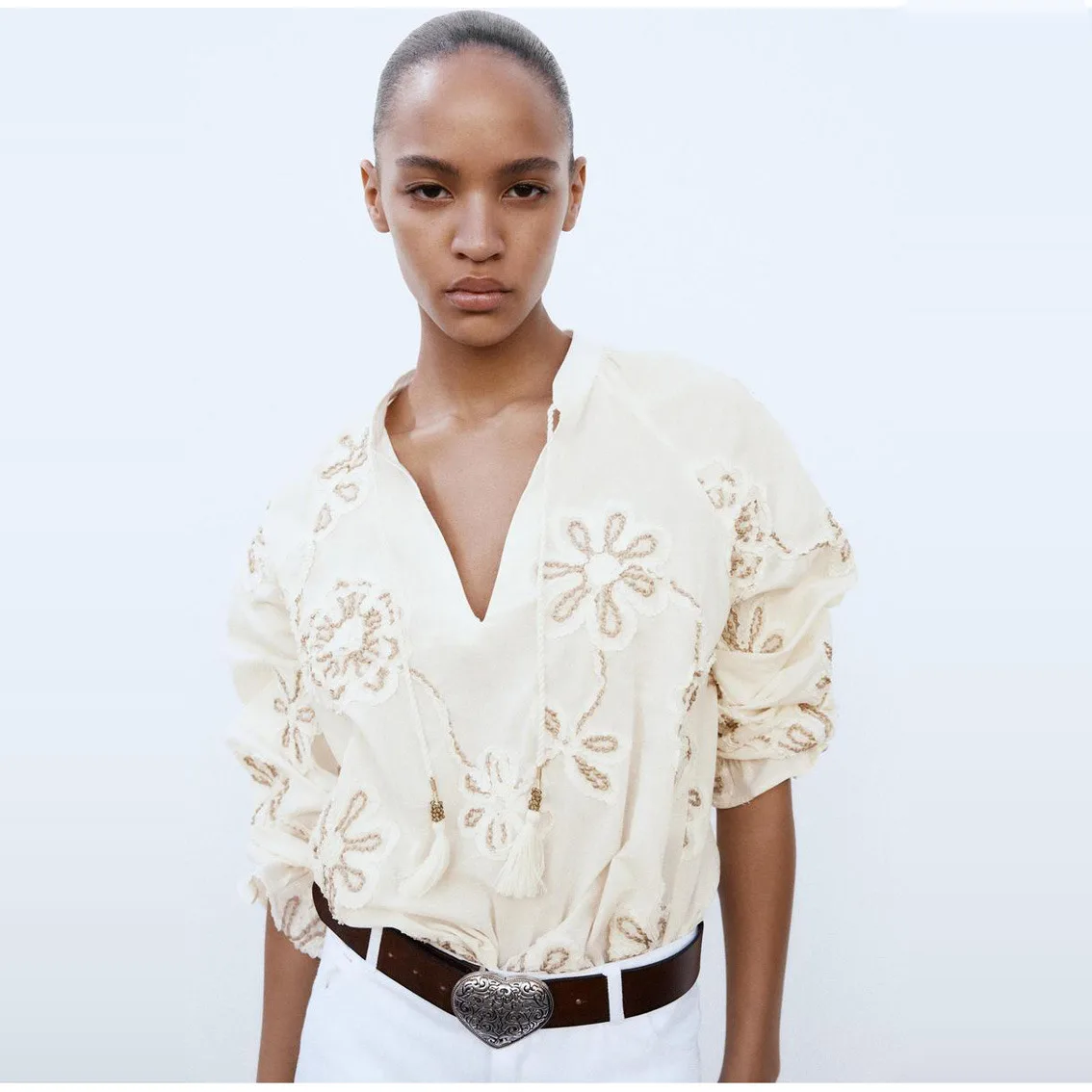 تنورة Spring Dr V-ne طويلة مطرزة على شكل حرف a بخصر عالٍ قطعة واحدة لربيع 2025 Ciwalk